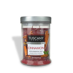 Tuscany Candle Cinnamon Scented Red Marbled Wax Candle 18 oz.
